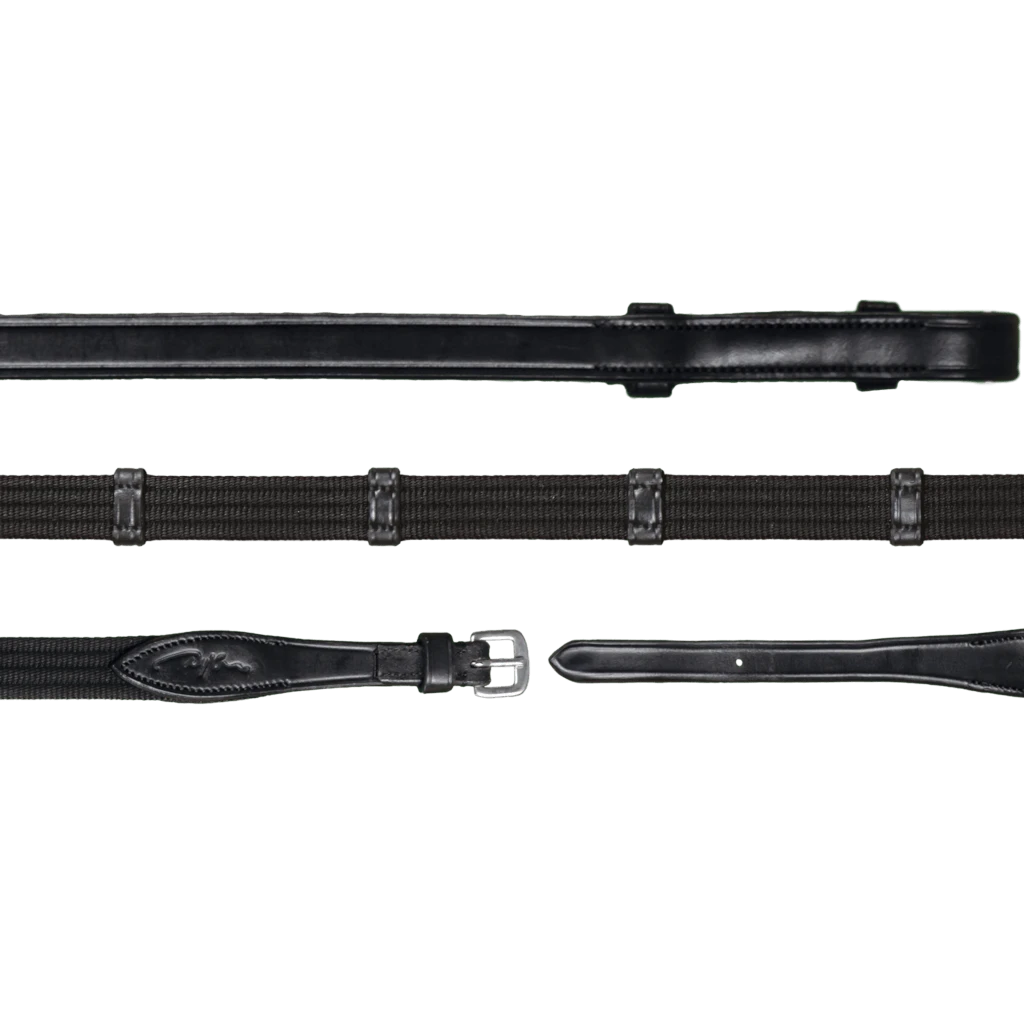 Dy'on Working Collection Web Reins With 9 Leather Loops - 5/8" 3 Dy'on Working Collection Web Reins With 9 Leather Loops - 5/8"