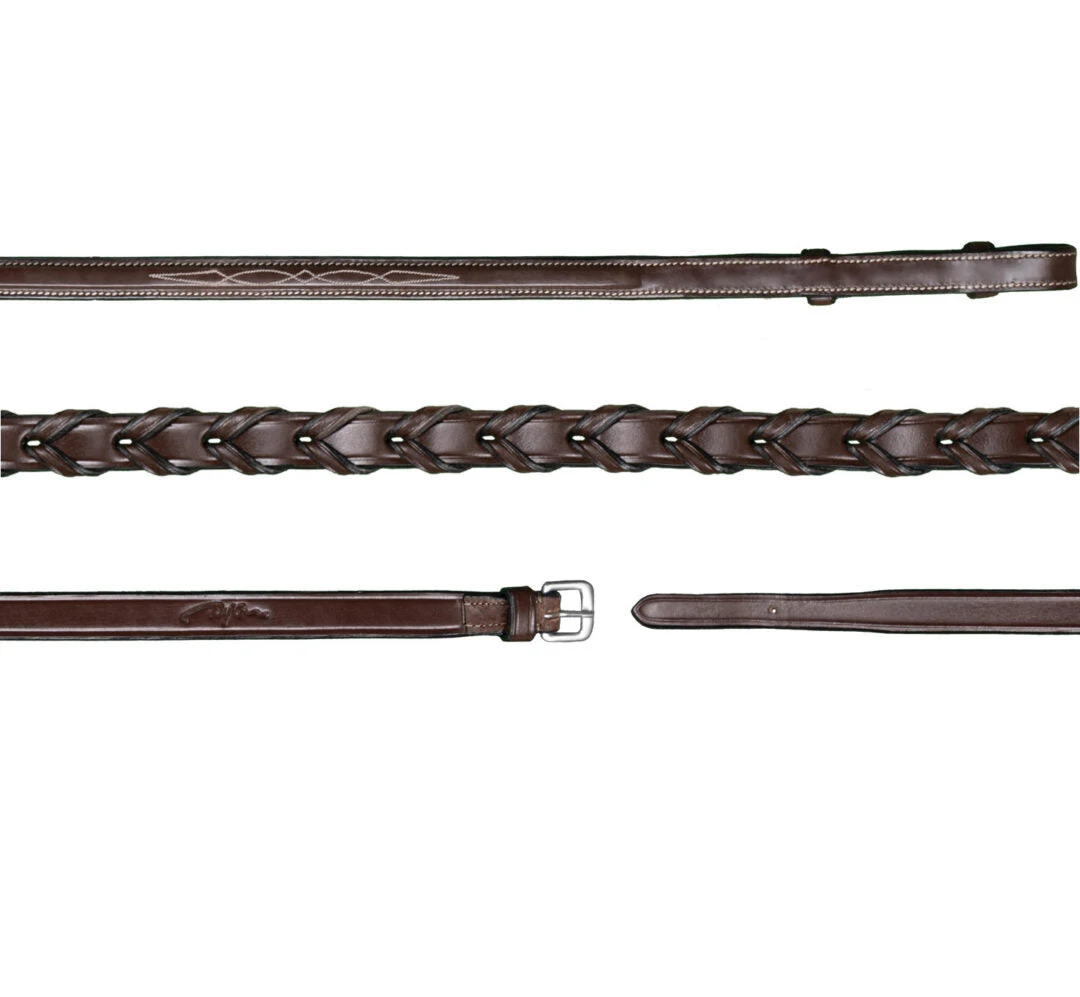 Dy'on Hunter Collection Fancy Stiched Leather Laced Reins 1/2" 4 Dy'on Hunter Collection Fancy Stiched Leather Laced Reins 1/2" - Image 2